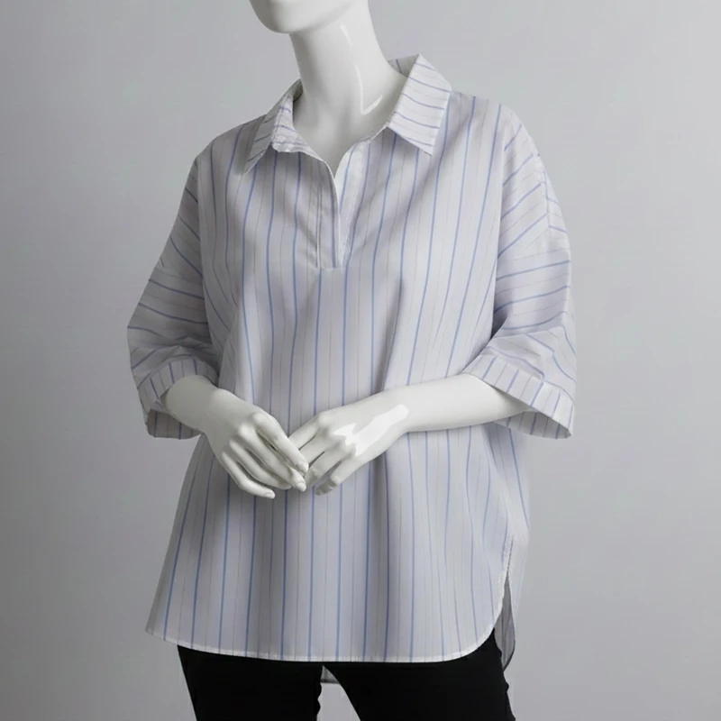 بلوز آستین سه ربع یقه برگردان زنانه تولیکا مدل 33087