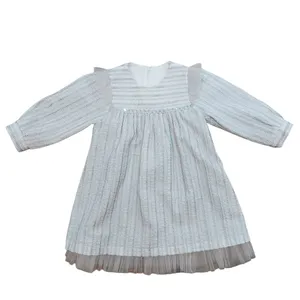 پیراهن آستین بلند یقه گرد دخترانه مدل سوزندوری طرح گندم