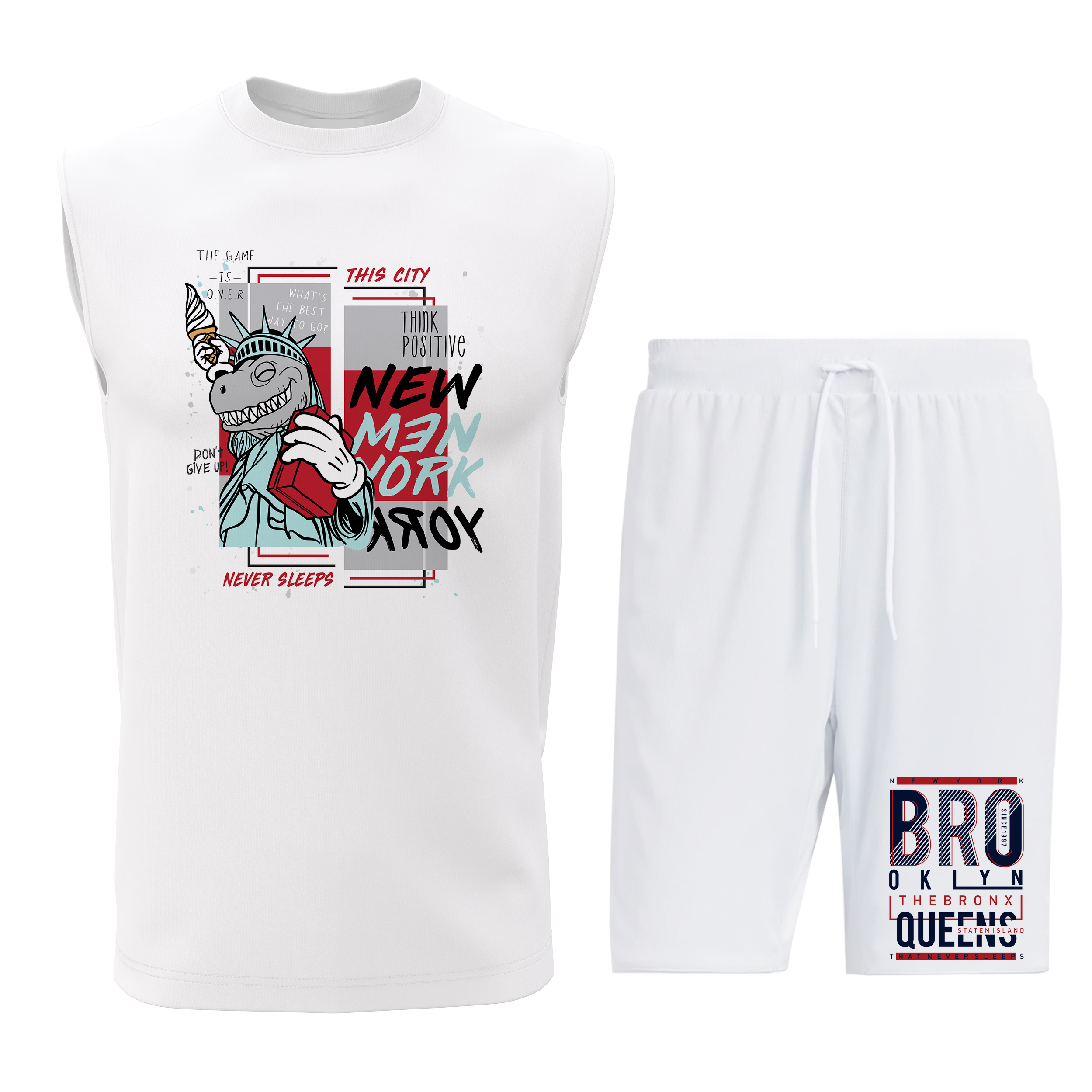 ست تاپ و شلوارک مردانه طرح نیویورک مدل N018W