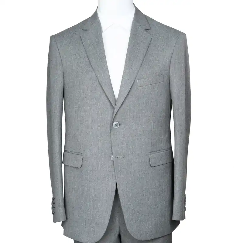 کت و شلوار مردانه مدل یقه انگلیسی رگولار فیت کد 24050 طرح سوزنی کوکما  رنگ طوسی روشن