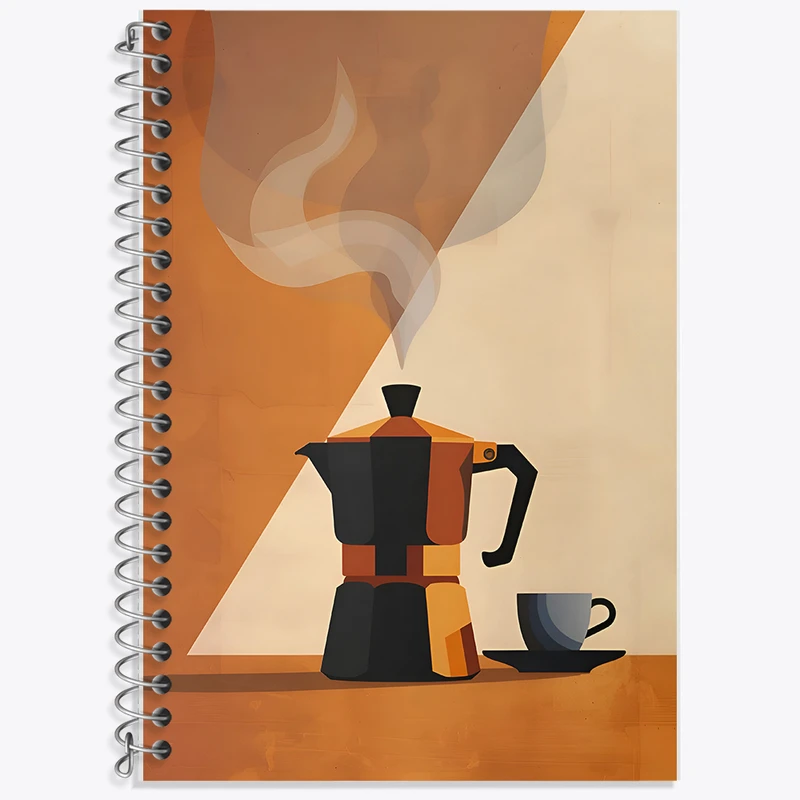 دفتر زبان 50 برگ خندالو مدل سه خط طرح موکاپات قهوه کد F6858