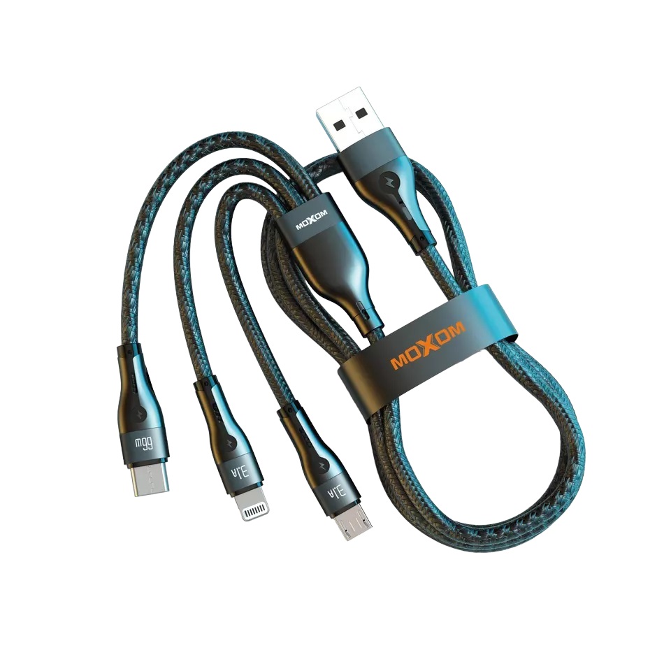آنباکس کابل تبدیل USB به USB-C/ لایتنینگ/ microUSB موکسوم مدل MX-CB102 طول 1.2 متر توسط شهرام تجزیه چی در تاریخ ۱۰ خرداد ۱۴۰۳