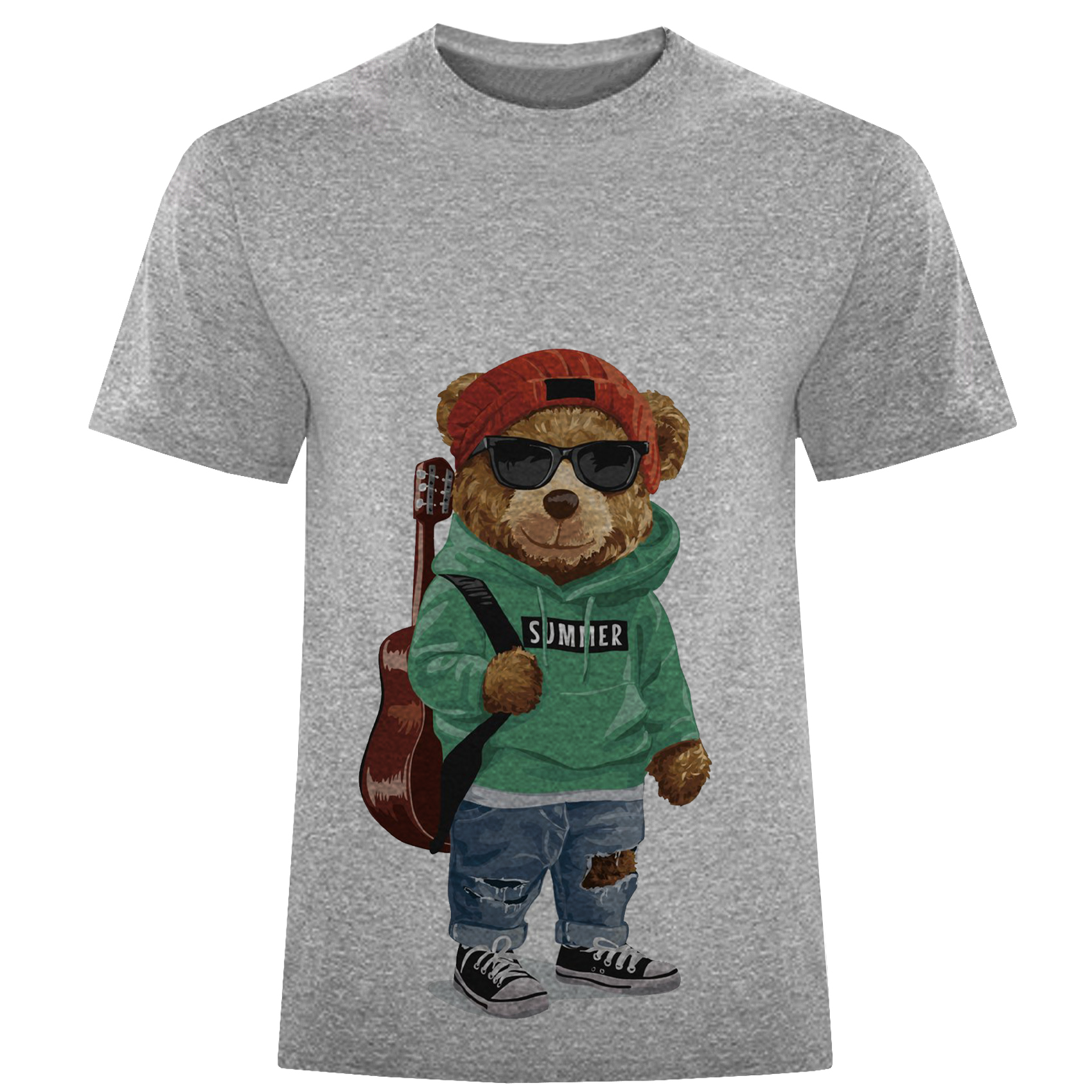 تی شرت آستین کوتاه مردانه مدل خرس گیتار D8