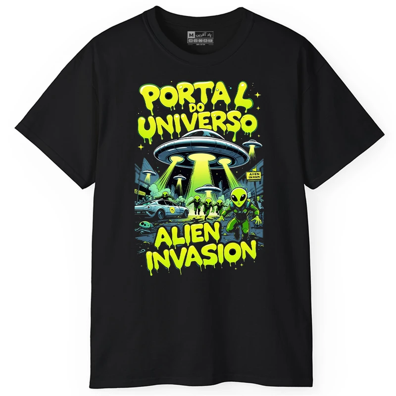 تی‌شرت آستین کوتاه مردانه پاد آفرین مدل آدم فضایی ها کد PT712