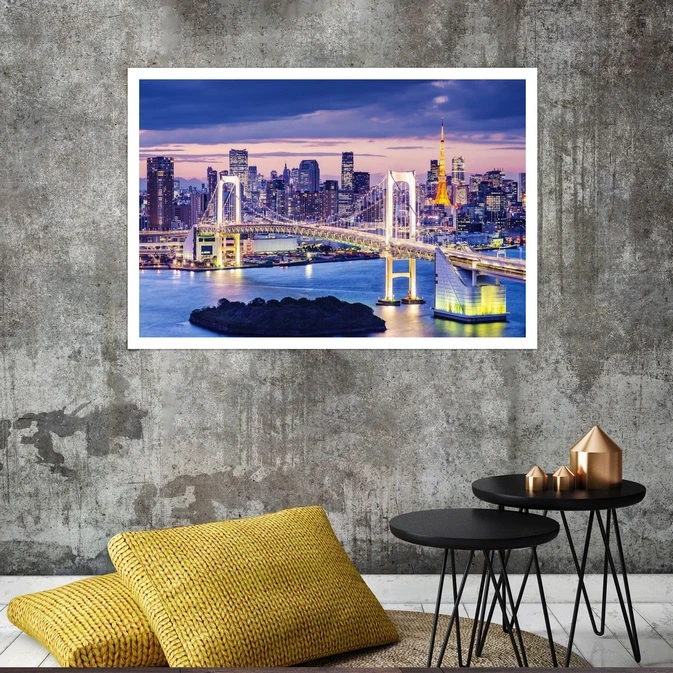 تابلو بکلیت طرح منظره پل رینبو توکیو مدل قاب شاسی W-s8126