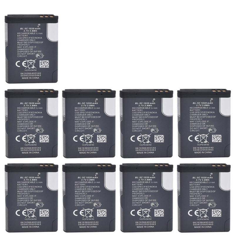 باتری موبایل مدل BL-5C با ظرفیت 1020میلی آمپرساعت مناسب برای گوشی موبایل نوکیا 5C بسته 9 عددی