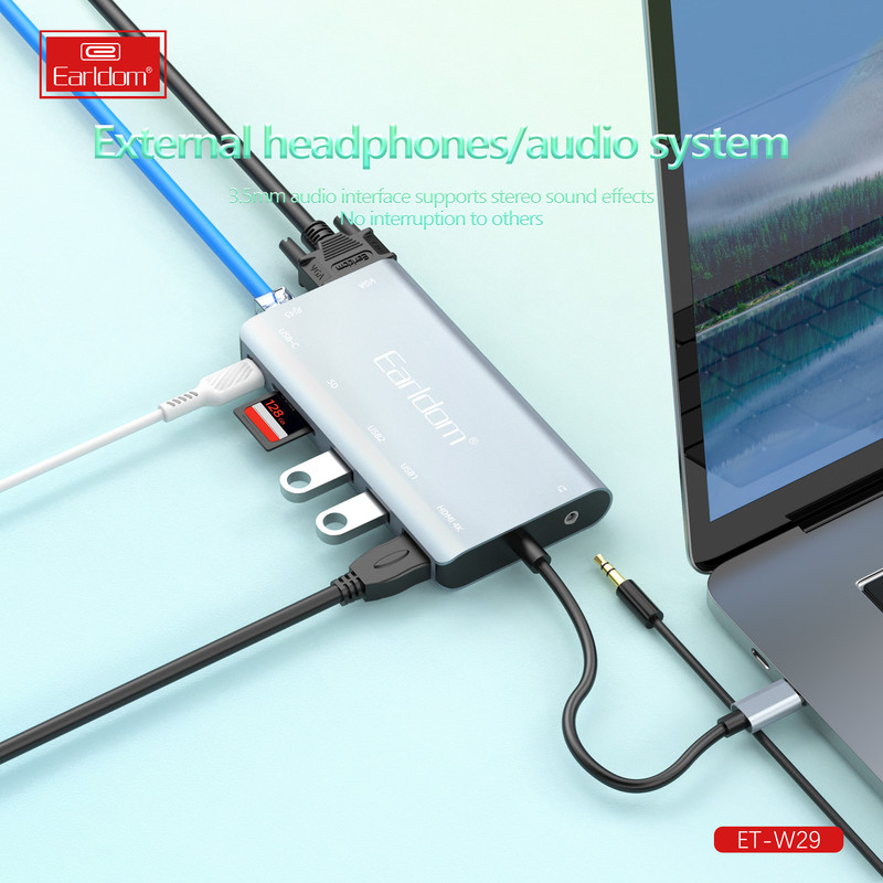 هاب 8 پورت USB-C ارلدام مدل 8IN1 W29