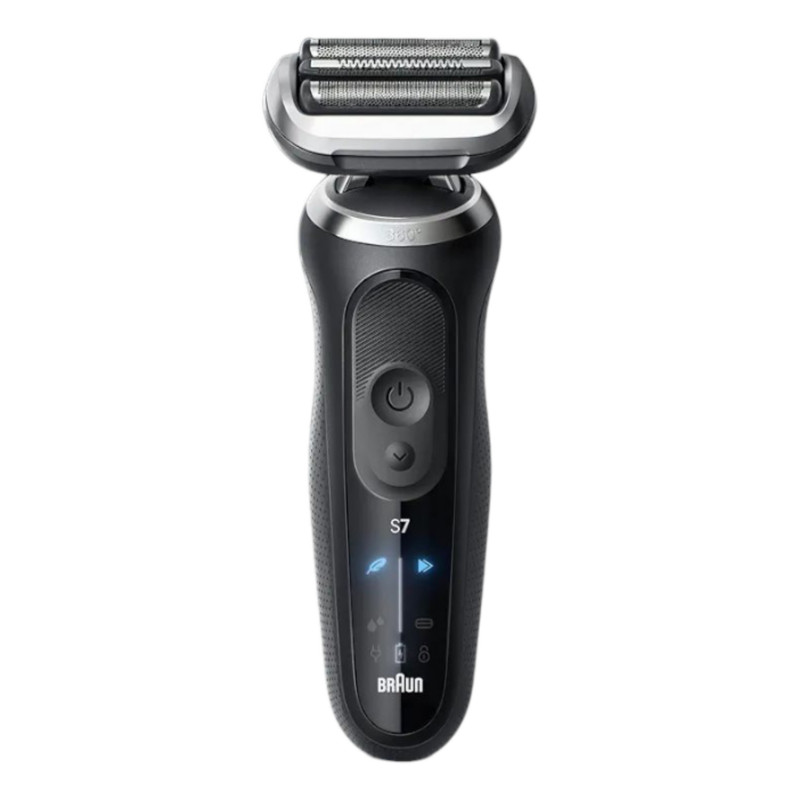 ماشین اصلاح موی صورت شارژی براون مدل series7 72-N4200cs با فناوری AutoSense، تیغه‌های استیل ضدزنگ، ضدآب، اصلاح صفر زن و خط زن، باتری لیتیوم یون با 60 دقیقه کارکرد، نمایشگر LED، استفاده خشک و مرطوب، همراه با برس تمیزکننده و کیف نگهداری