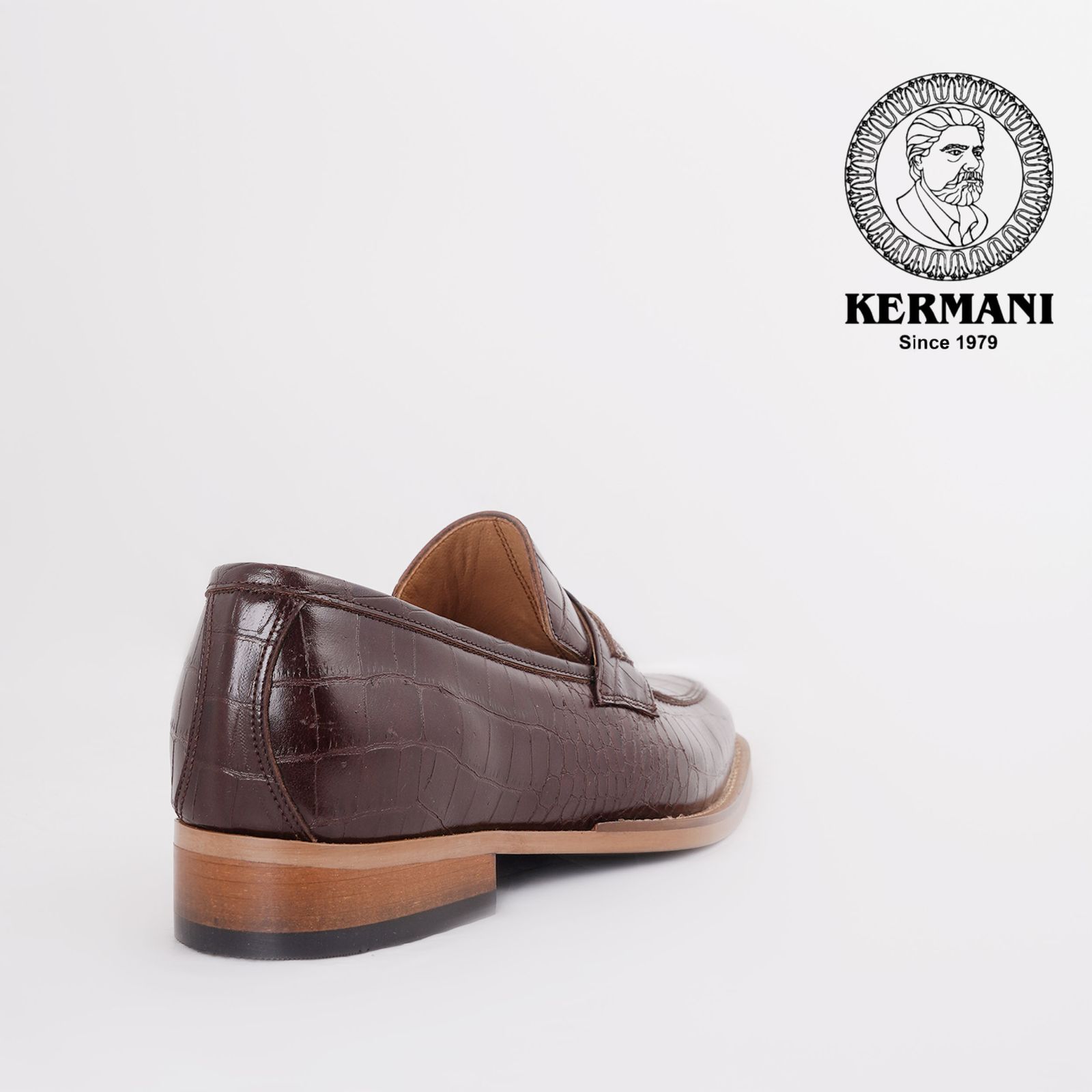 کفش مردانه کرمانی مدل چرم دستدوز طبیعی کروکو کد 1064 رنگ قهوه ای -  - 5