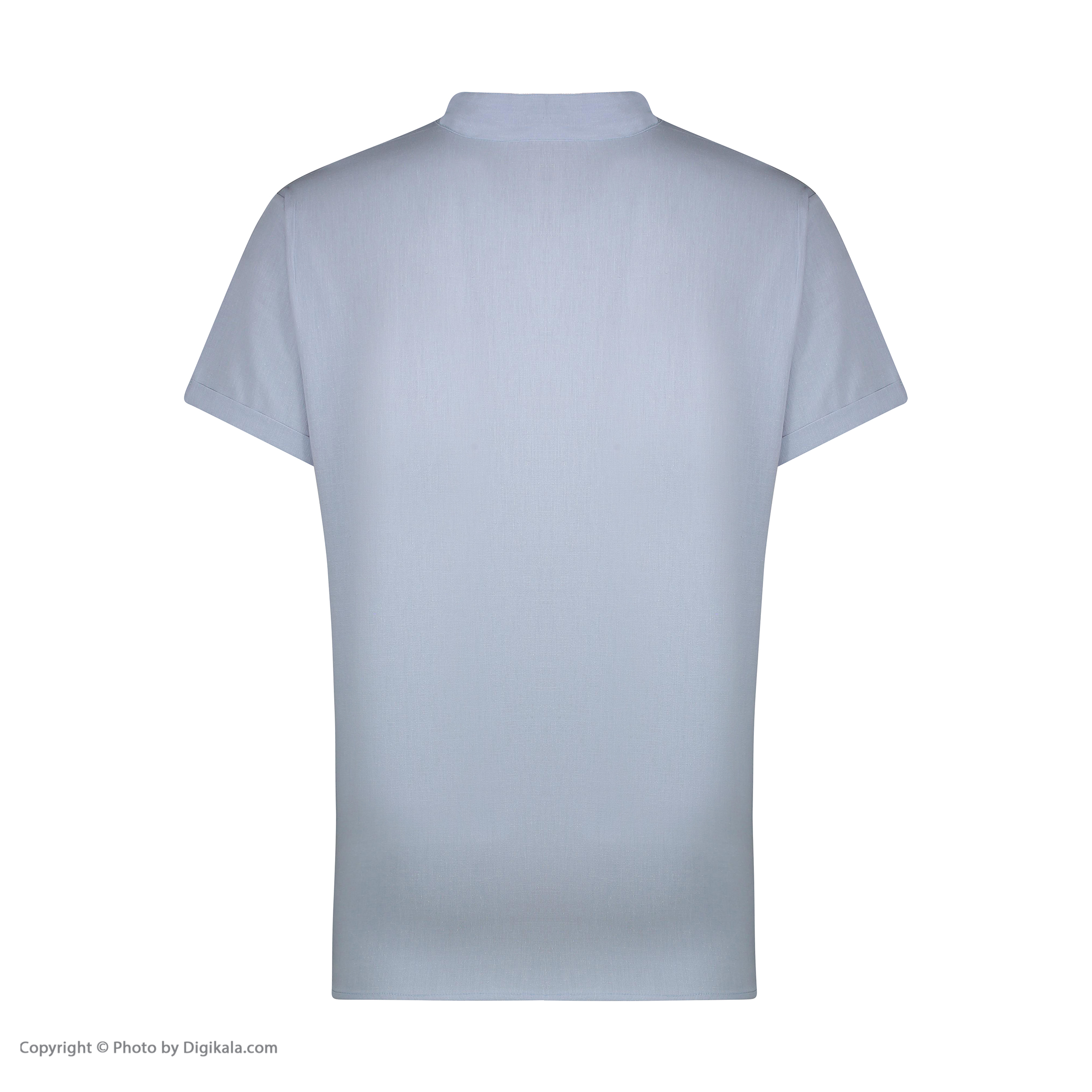 پیراهن آستین کوتاه مردانه افراتین مدل لینن رنگ آبی روشن -  - 5