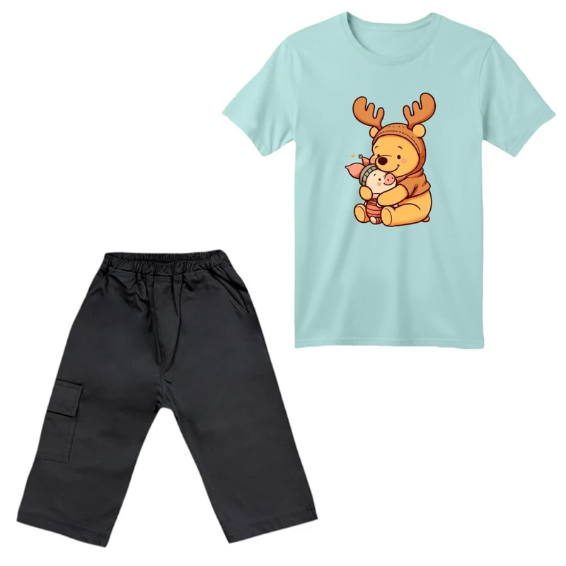 ست تی‌شرت آستین کوتاه و شلوارک پسرانه مدل پو کد ۷۹