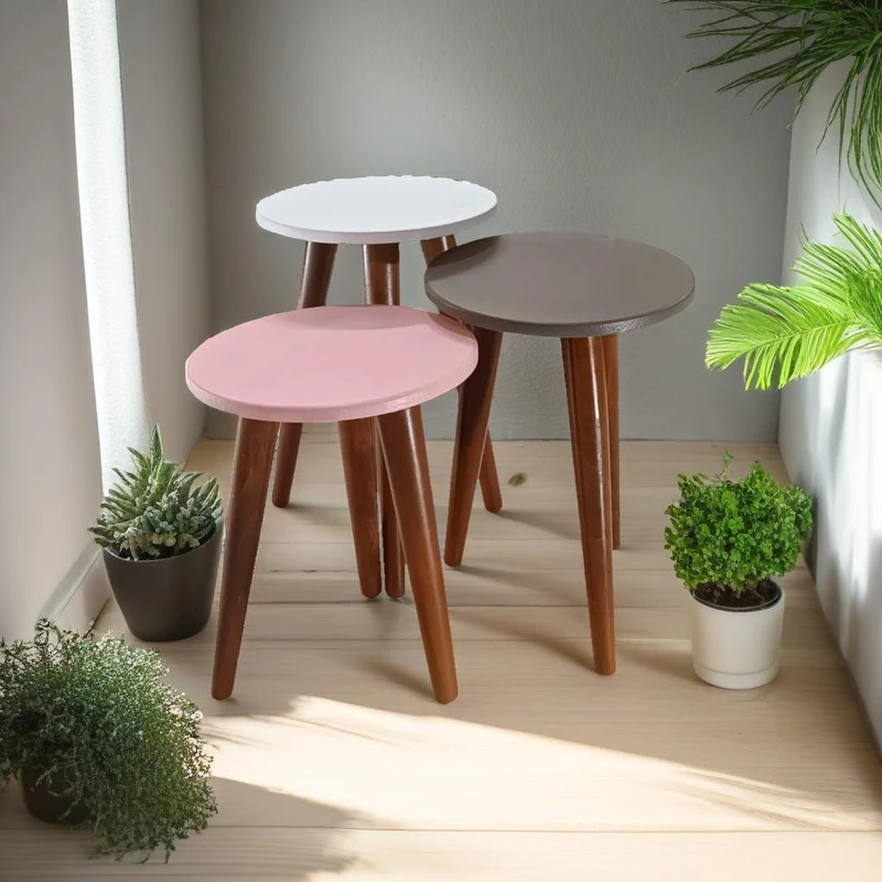 میز عسلی مدل لاین 323 کد 64 مجموعه سه عددی 