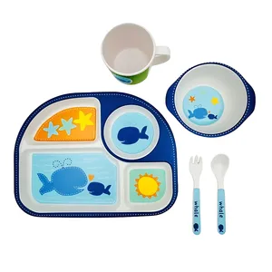 سرویس غذاخوری 5 تکه کودک مدل فیبر بامبو طرح وال