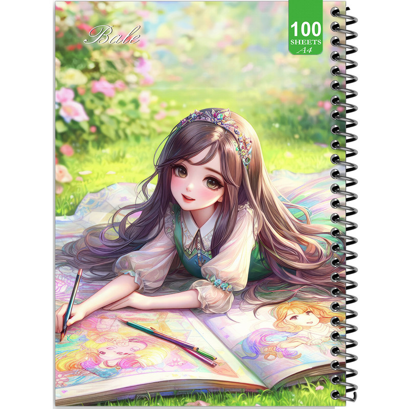 دفتر نقاشی 100 برگ بله طرح فانتزی دختر نقاش کد A4-N82