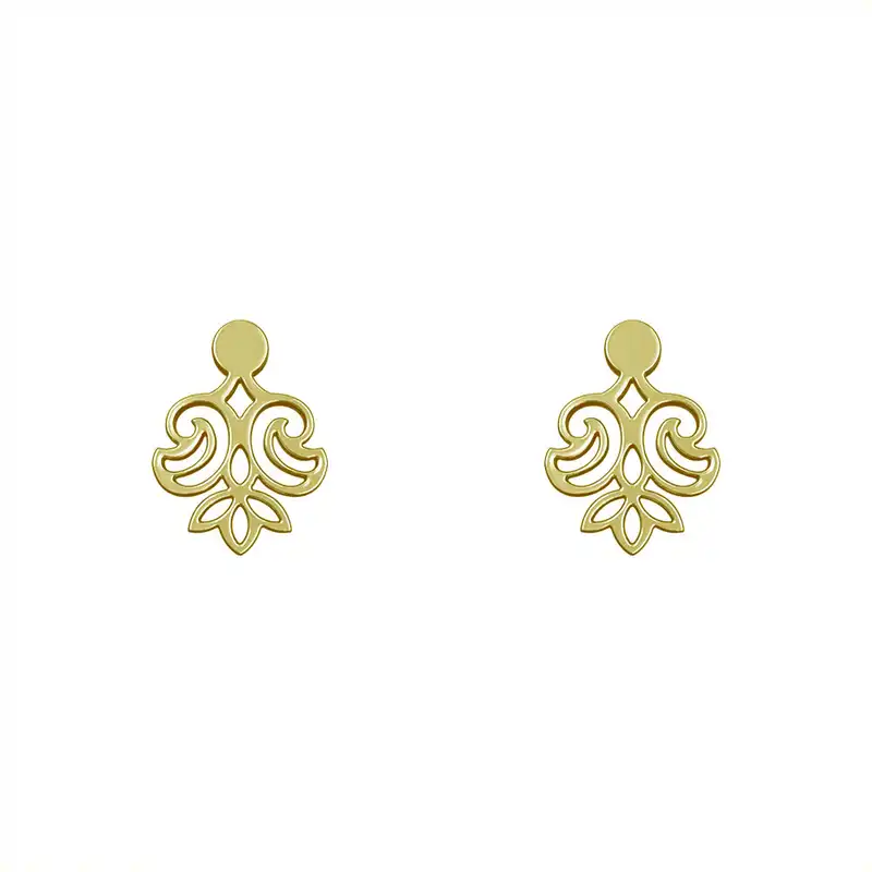 گوشواره طلا 18 عیار زنانه مدوپد مدل اسلیمی کد GA1-15315