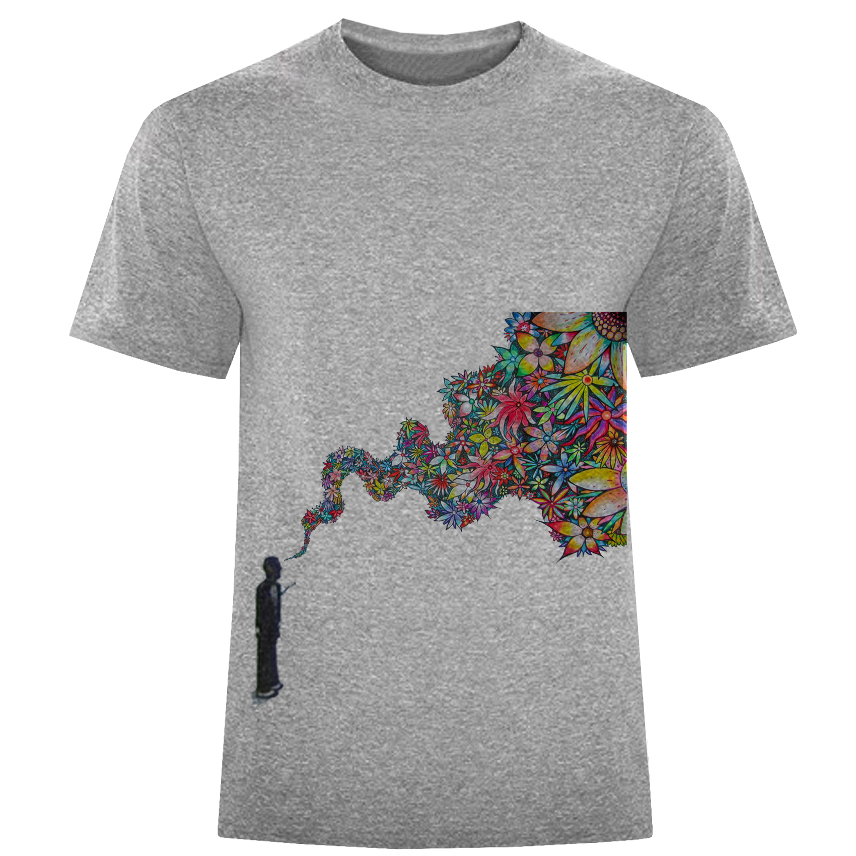 تی شرت آستین کوتاه مردانه مدل گل ومرد D1455