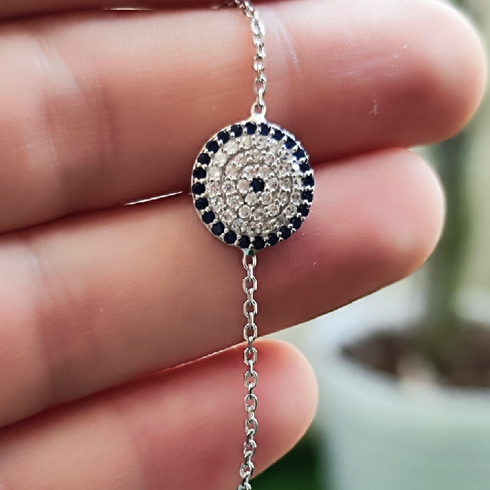 دستبند نقره زنانه مدل چشم نظر کد 2352