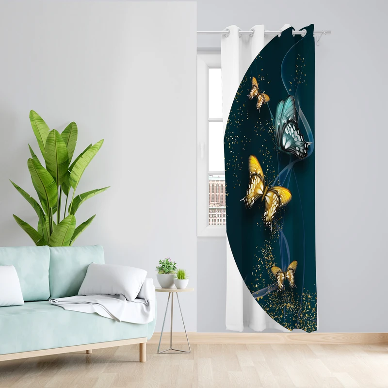 پرده طرح پروانه مدل مخمل پانچی کد 2448 z سایز 140x200 سانتی متر