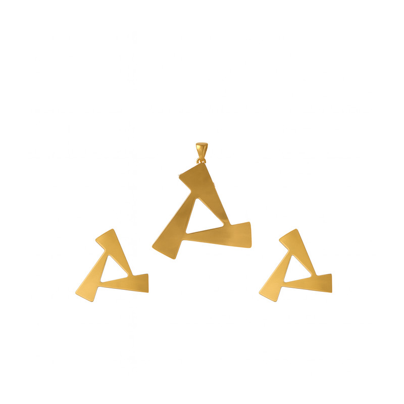 نیم ست طلا کم اجرت 18 عیار زنانه سایا گلد مدل مثلث کد NEL11