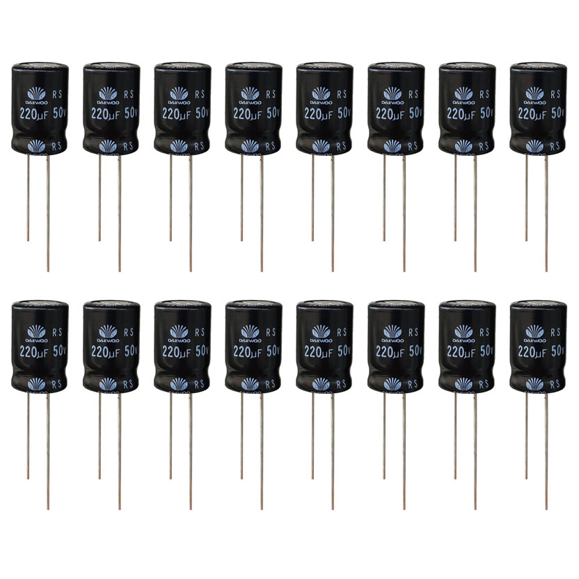 خازن 220 میکروفاراد 50 ولت دوو مدل SK-22050 بسته 16 عددی