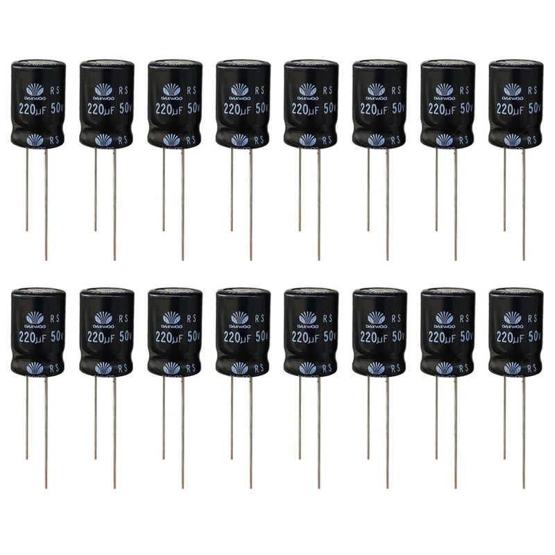 خازن 220 میکروفاراد 50 ولت دوو مدل SK-22050 بسته 16 عددی