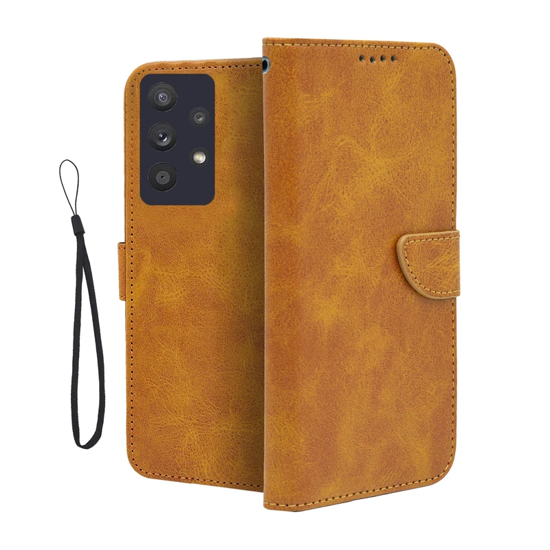 کیف کلاسوری مدل بنددار مناسب برای گوشی موبایل سامسونگ Galaxy A32 4G به همراه بندآویز