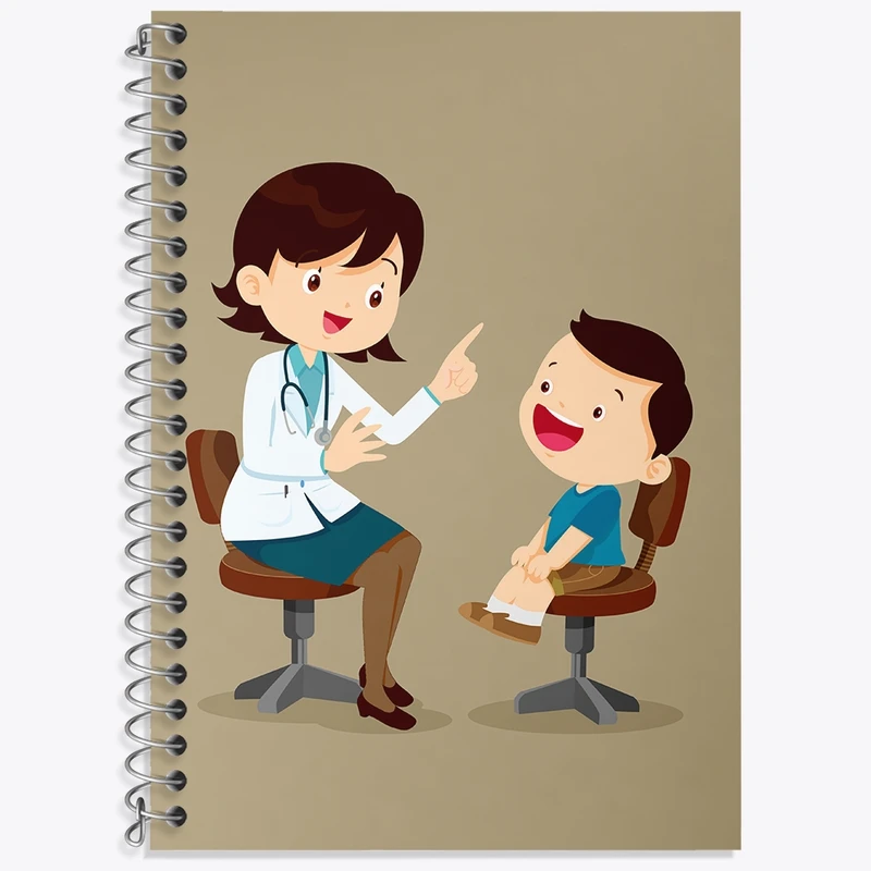 دفتر زبان 50 برگ خندالو مدل دو خط طرح پزشک و پرستار کودکانه کد 36495