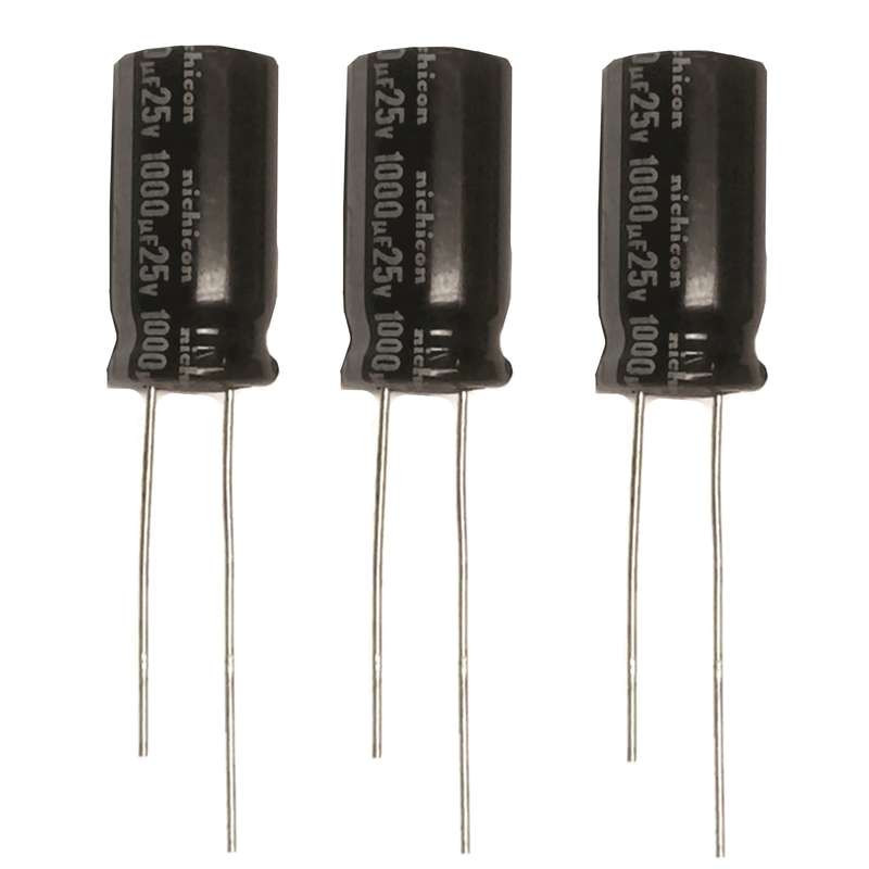 خازن الکترولیتی 1000 میکروفاراد نیچیکون مدل 25V بسته سه عددی