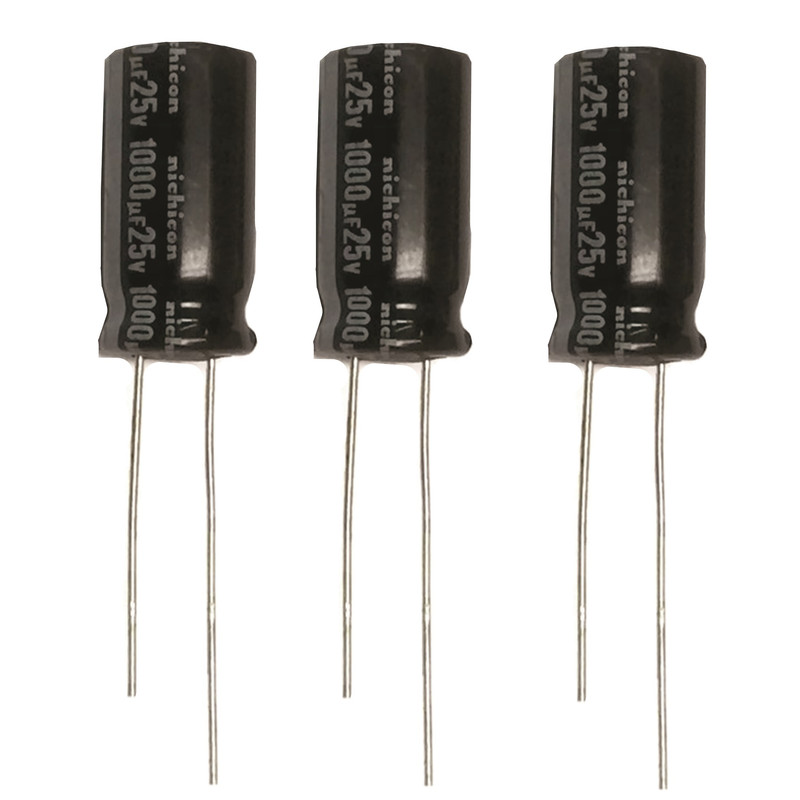 خازن الکترولیتی 1000 میکروفاراد نیچیکون مدل 25V بسته سه عددی