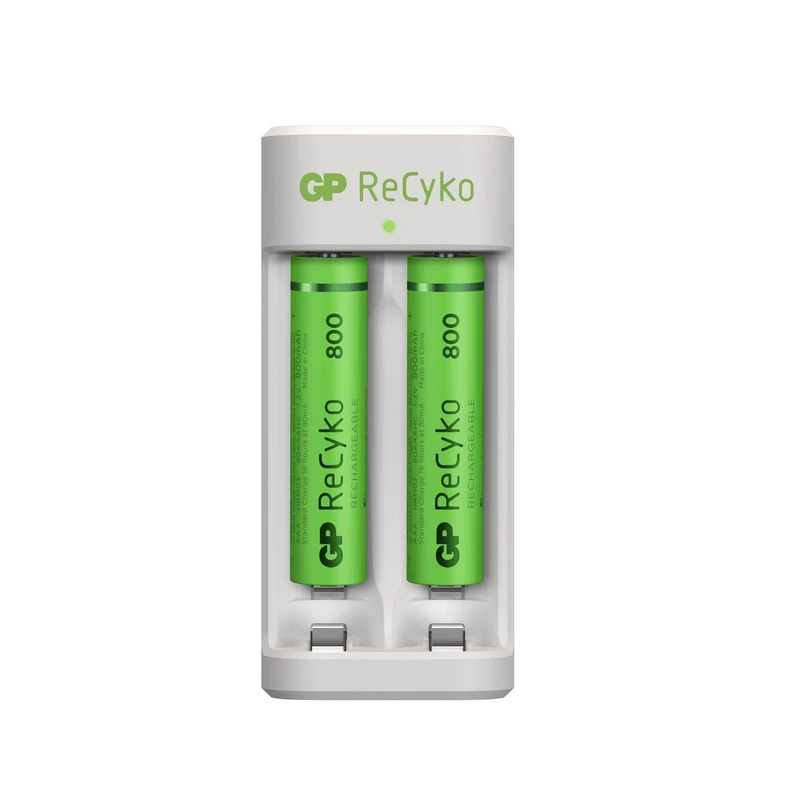 شارژر باتری قلمی جی پی مدل E211 به همراه باتری نیم قلمی بسته 2 عددی