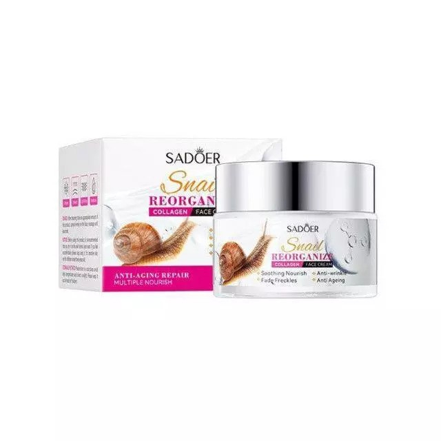 کرم آبرسان صورت جوانساز سادور مدل حلزون و کلاژن مناسب برای انواع پوست حجم 40 میلی لیتر