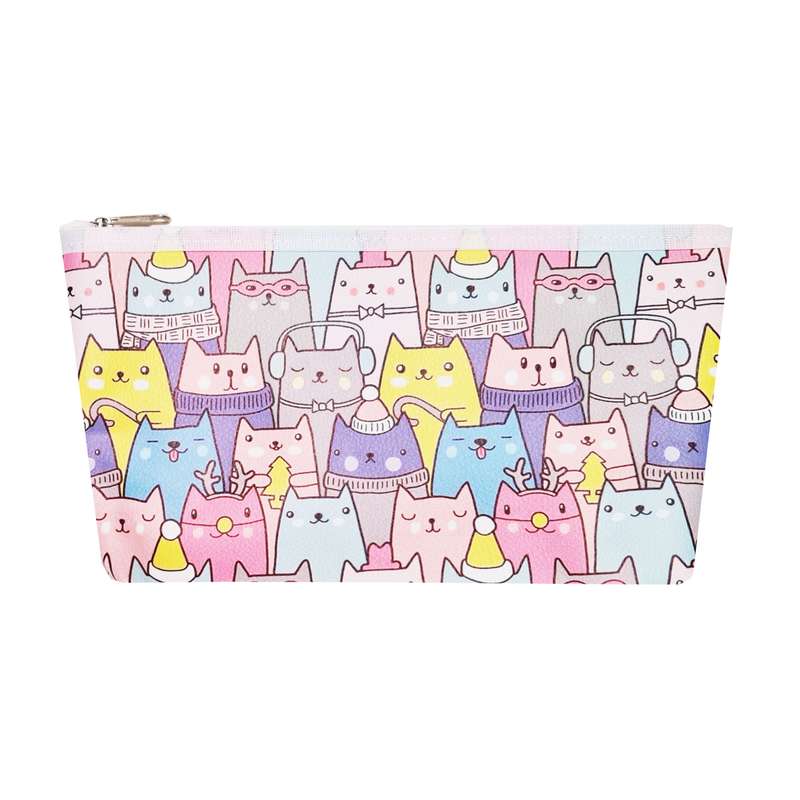 کیف لوازم آرایش زنانه طرح گربه های رنگارنگ مدل MCA260529