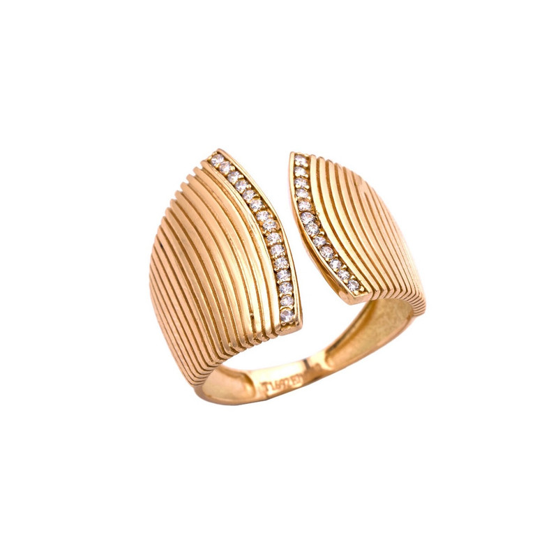 انگشتر طلا 18 عیار زنانه الی گالری مدل سوفی و دو خط نگینی