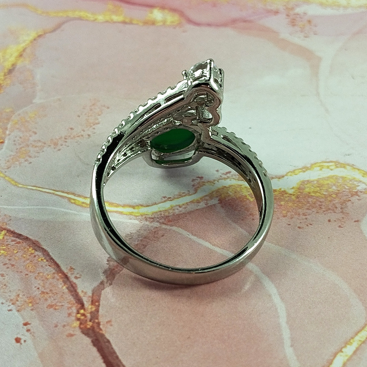 انگشتر نقره زنانه سلین کالا مدل عقیق یشم  کد 136