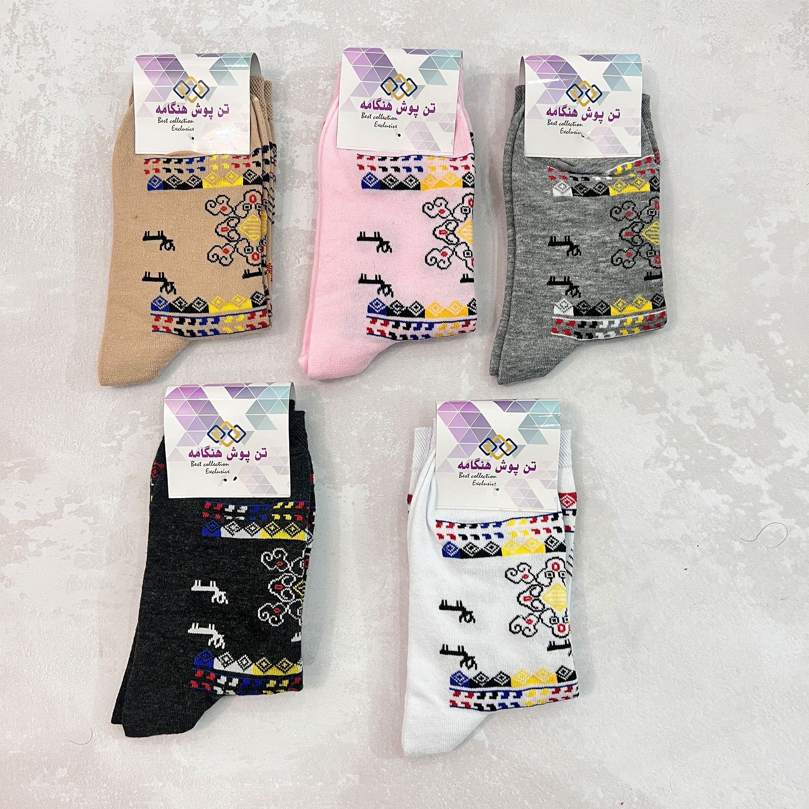 جوراب ساق بلند زنانه تن پوش هنگامه مدل سنتی مجموعه 5 عددی -  - 7