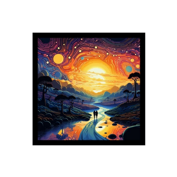 تابلو نوری بکلیت طرح نقاشی منظره طبیعت و غروب مدل B-MID-18791