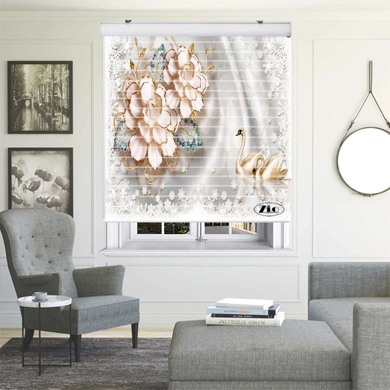 پرده زبرا زیو مدل سیلوئت کد 3D1168 سایز 150x150 سانتی متر