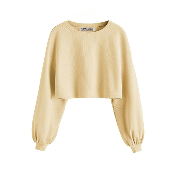 کراپ تیشرت آستین بلند زنانه آرمادیا مدل کبریتی فلورانس کد CR04