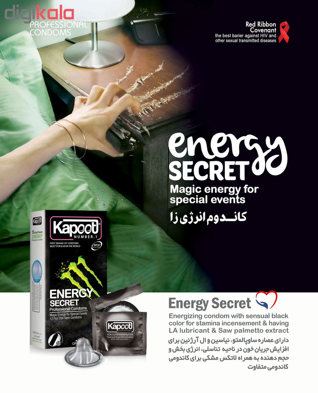 کاندوم کاپوت مدل energy Secret بسته 12 عددی