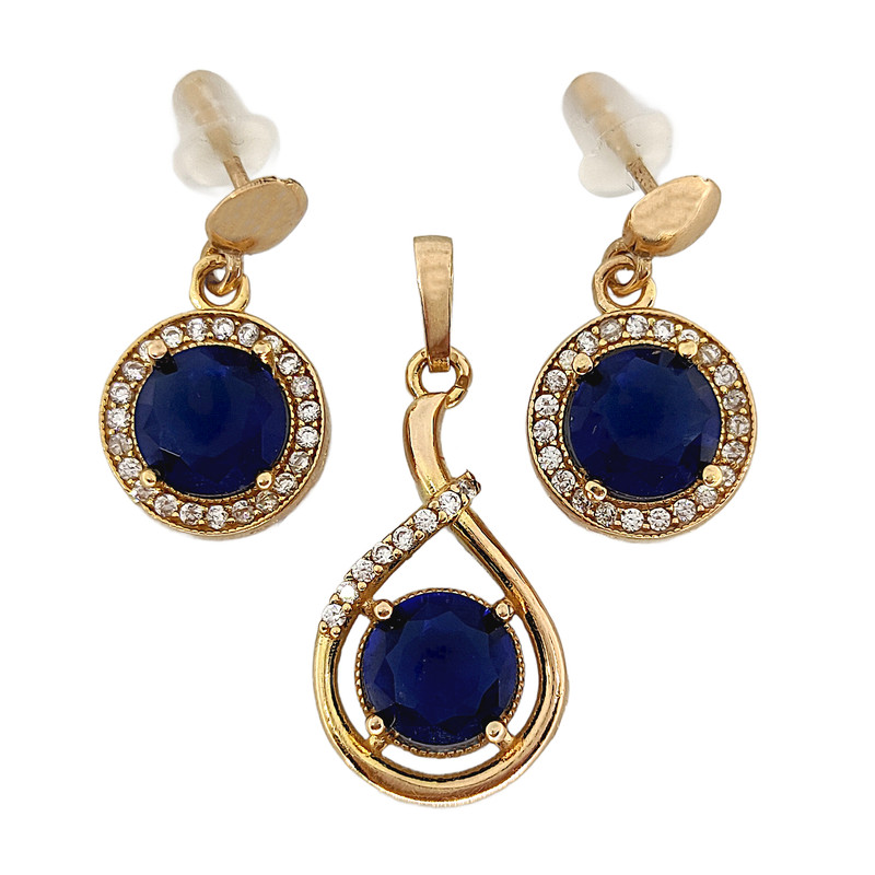 نیم ست طلا 18 عیار زنانه طلا و جواهرسازی افرا مدل یاقوت کبود ۳۹۲