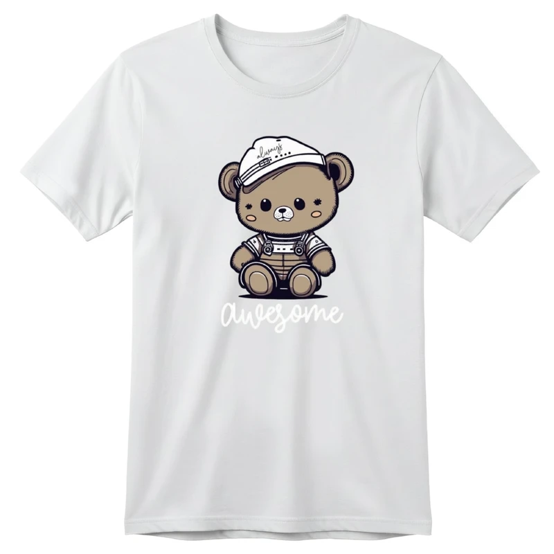 تی‌شرت آستین کوتاه بچگانه مدل خرس و کلاه کد v26 