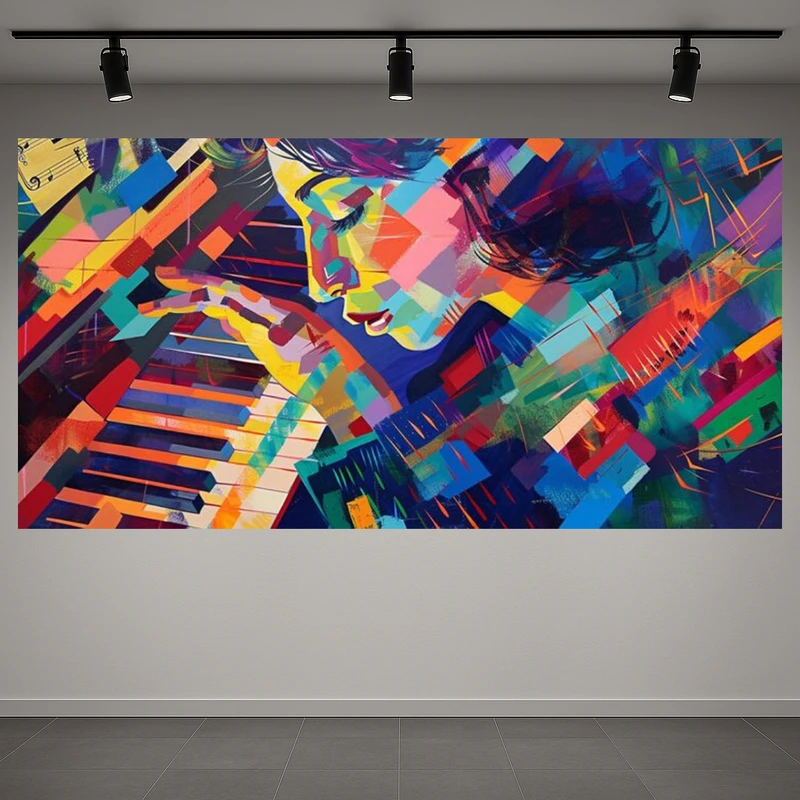 تابلو بوم طرح مخمل نقاشی پیانو مدل موسیقی کد AR3059227