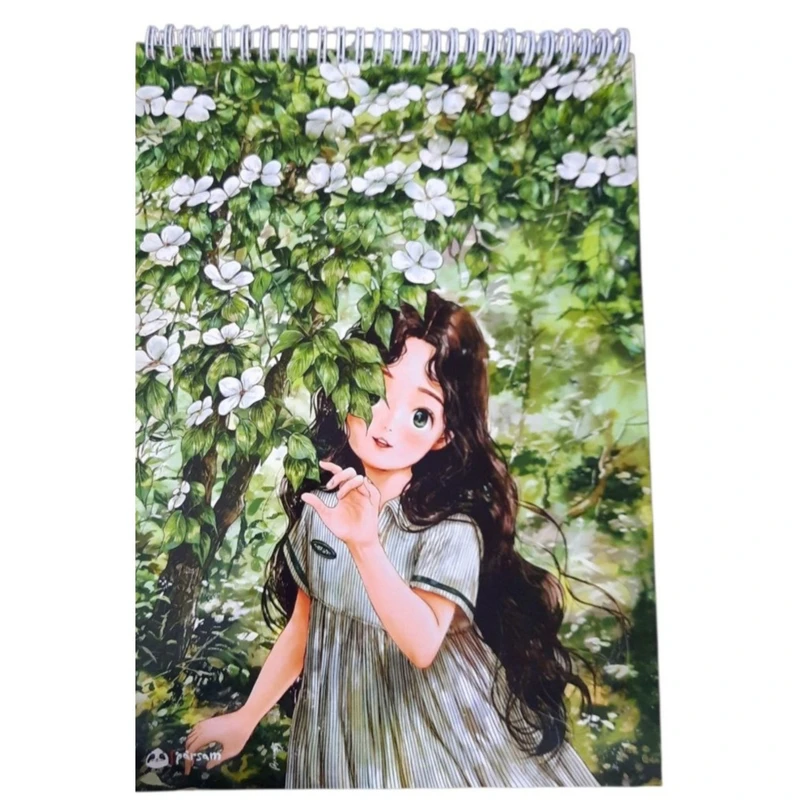 دفتر طراحی 40 برگ پارسام مدل دختر جنگل و درخت کد mn02