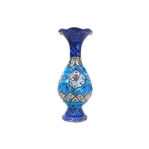 گلدان میناکاری لوح هنر طرح اسلیمی ختایی کد 676 ارتفاع 15 سانتیمتر