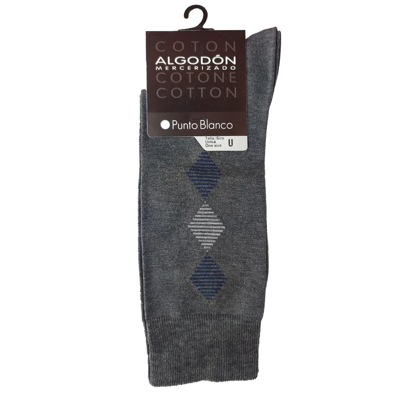 جوراب مردانه پونتو بلانکو مدل کتان مرسرایزد طرح دار  599-10-74719