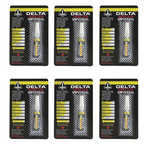 چسب قطره ای دلتا مدل Super Glue حجم 3 میلی لیتر بسته 6 عددی