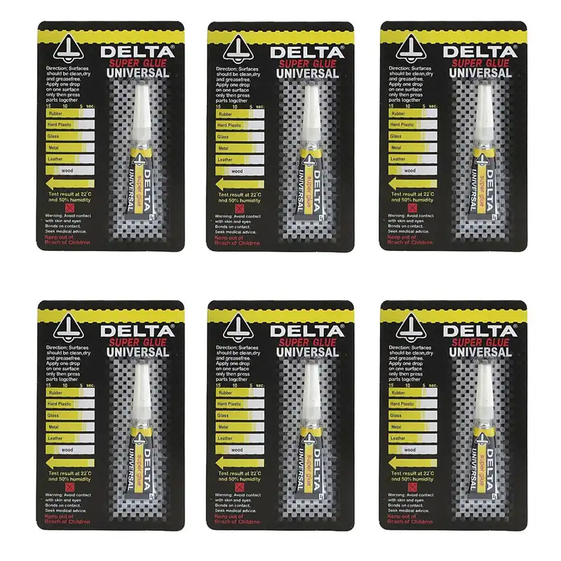 چسب قطره ای دلتا مدل Super Glue حجم 3 میلی لیتر بسته 6 عددی