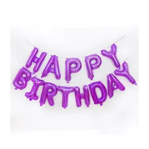 بادکنک فویلی Happy Birthday سورتک طرح Purple