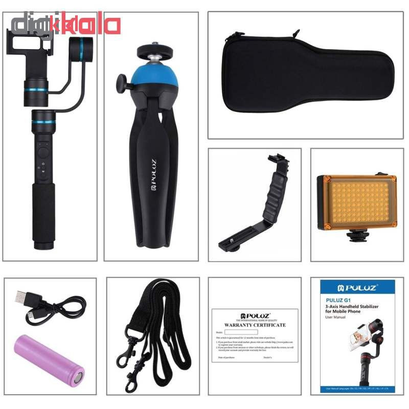 دسته فیلم برداری پلوز مدل G1 Stabilizer همراه با فلاش و میکرفون و هولدر دوربین گوپرو مناسب برای دوربین ورزشی گوپرو