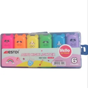  ماژیک علامت گذار استدی مدل HI9559 طرح خرس مجموعه 6 عددی